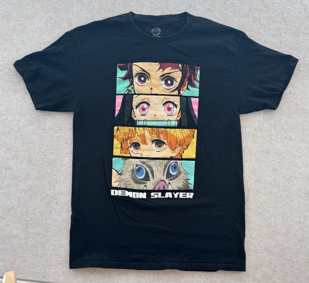 Demon Slayer Aniplex Men’s M Black T Shirt Tanjiro Nezuko Zenitsu Inosuke Anime